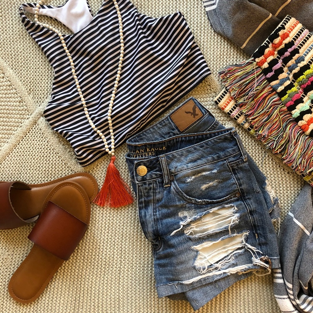 American Eagle Tomgirl Denim Distressed Shorts